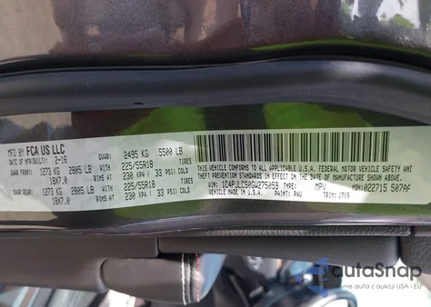 2016 Jeep Cherokee 75Th Anniversary z USA, uszkodzony, nr VIN 1C4PJLCS0GW275059